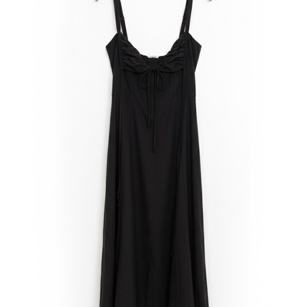Black Maxi Dress with Corset Back & Adjustable Straps – Size XL (Fits Like Large